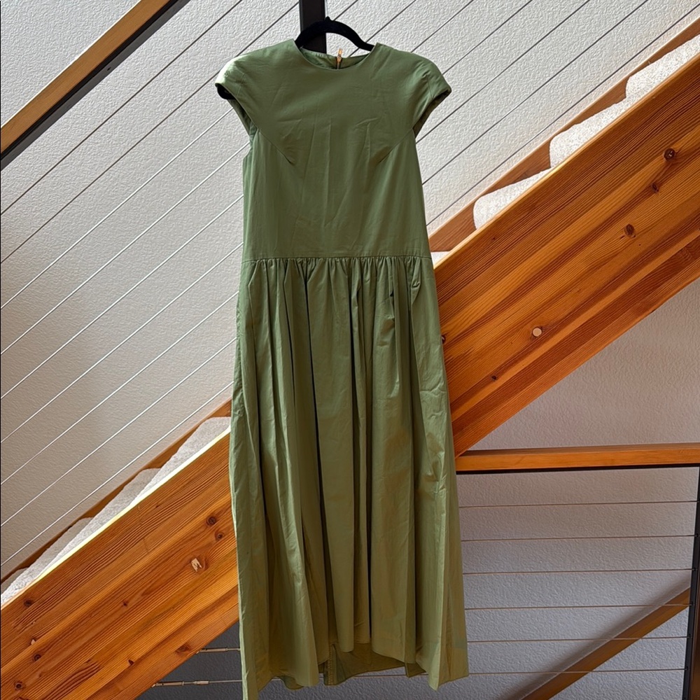 Tibi Cap Sleeve Maxi dress Sz 2 Fern Green
